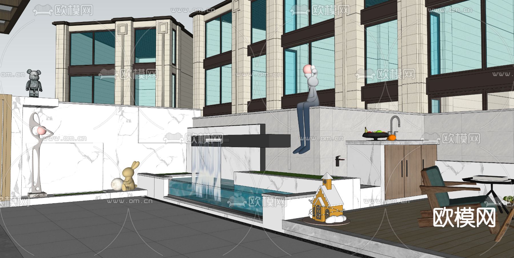 现代花园 庭院景观su模型下载（渲染图5）