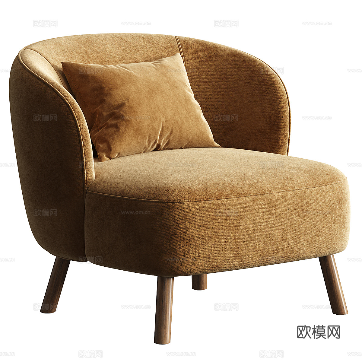 现代意式奶油风 Ulit 布艺扶手椅3d模型