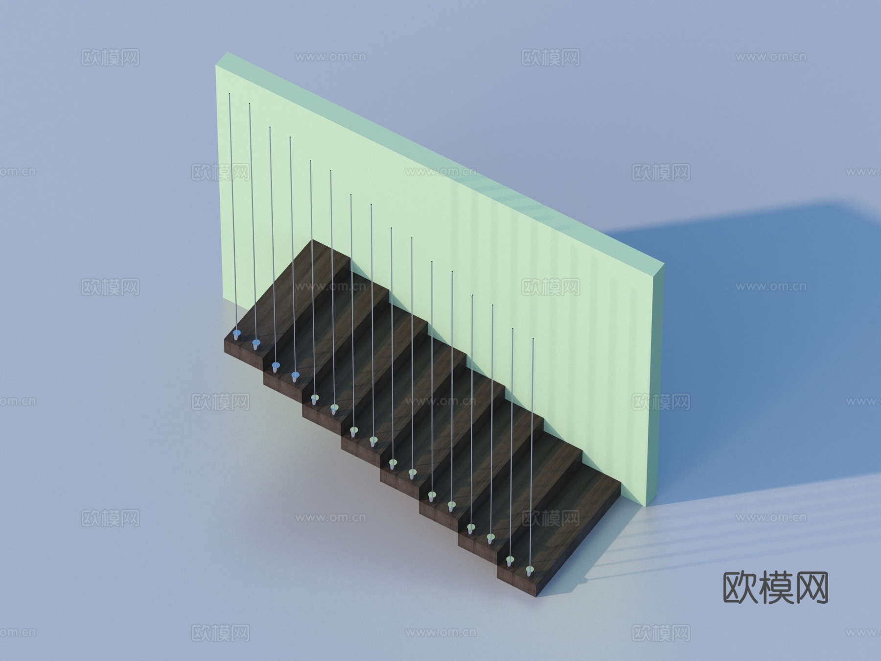 楼梯 玻璃扶手楼梯3d模型