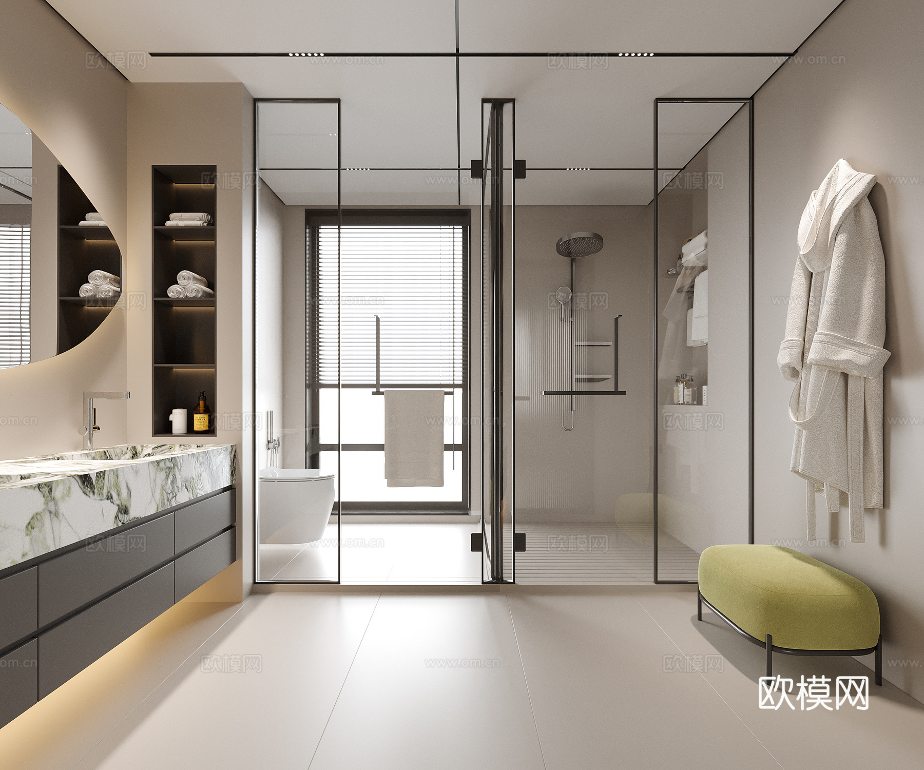 现代卫生间 洗手台 酒店卫生间3d模型
