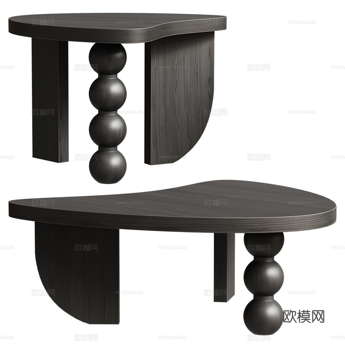 中古风 Mogens 实木异形茶几3d模型