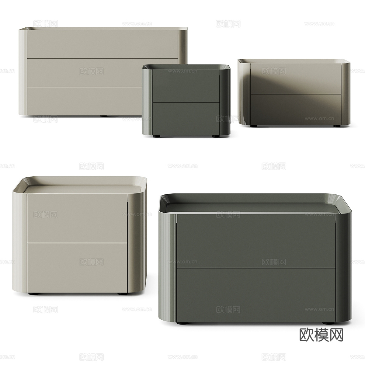 现代意式极简床头柜3d模型
