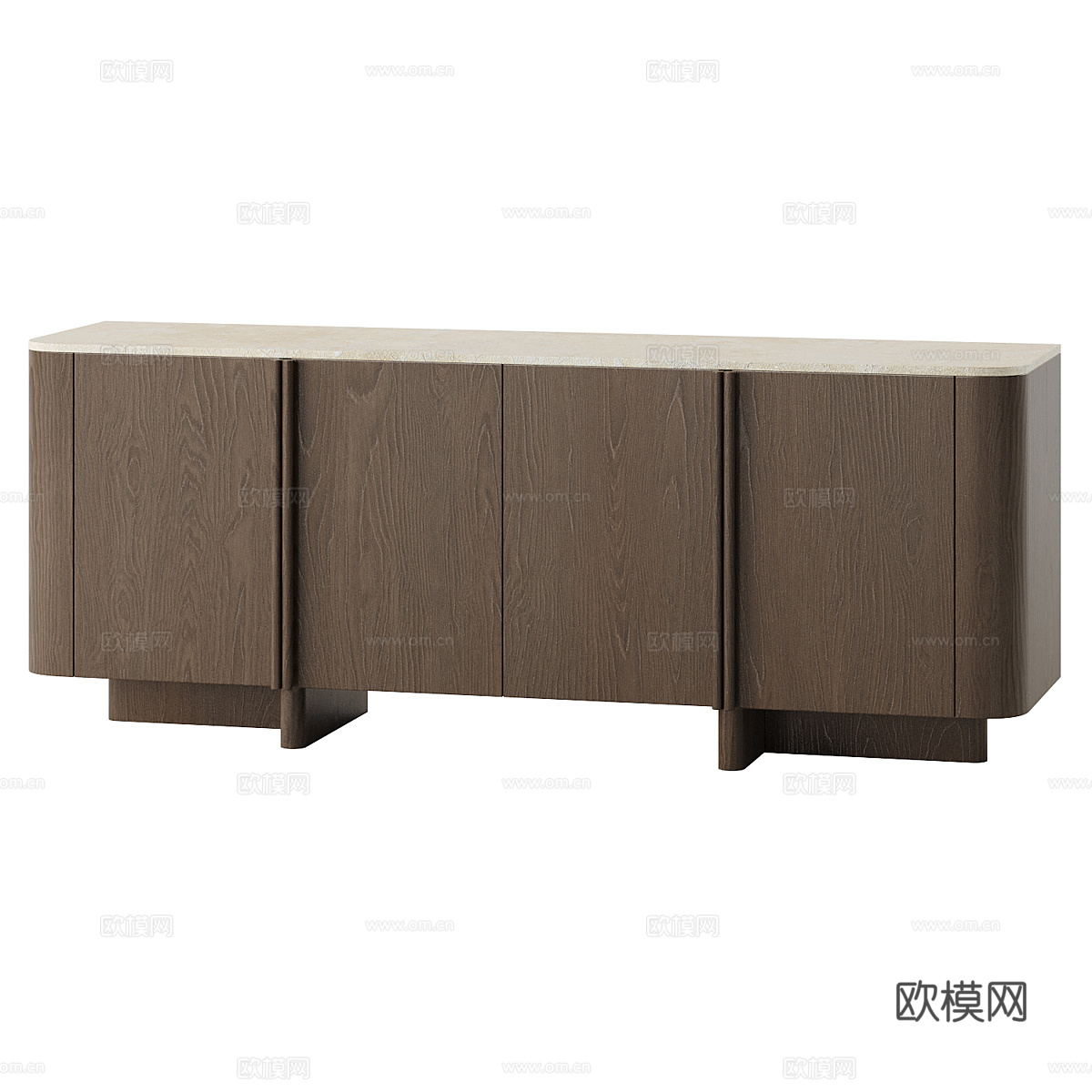 现代意式橡木电视柜3d模型