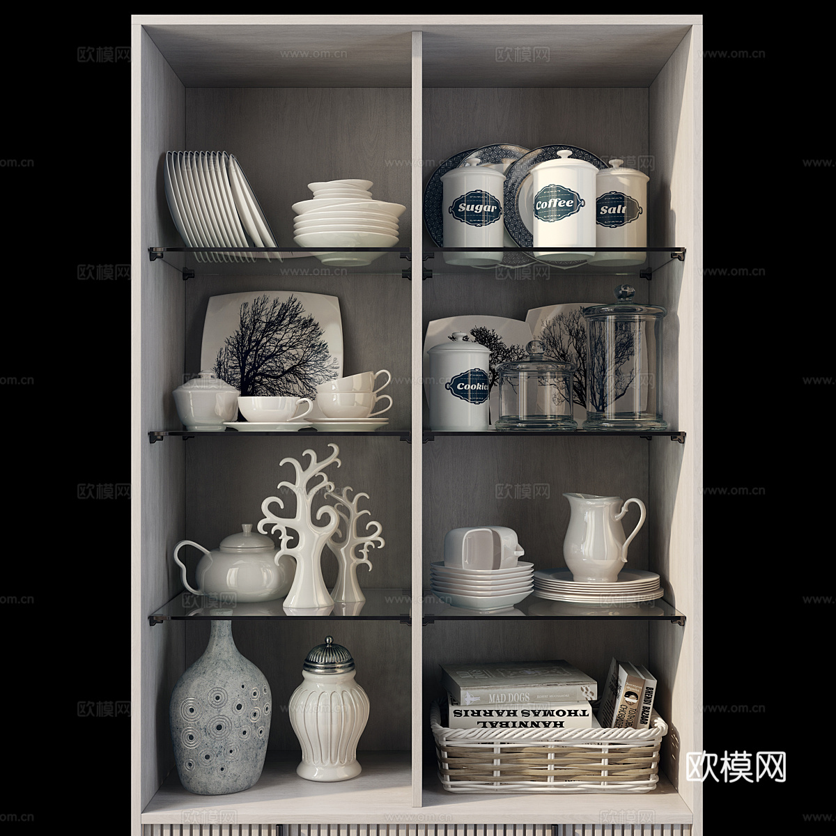 美式简约成品书柜 高柜 餐边柜3d模型