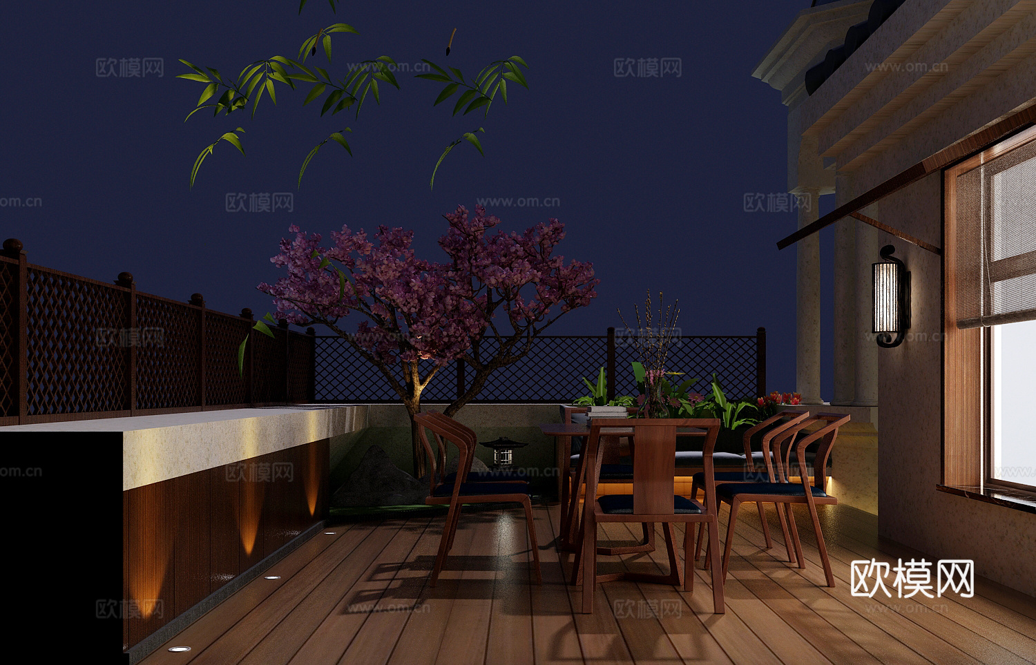 传统中式庭院 休闲桌椅组合 景观小建筑3d模型