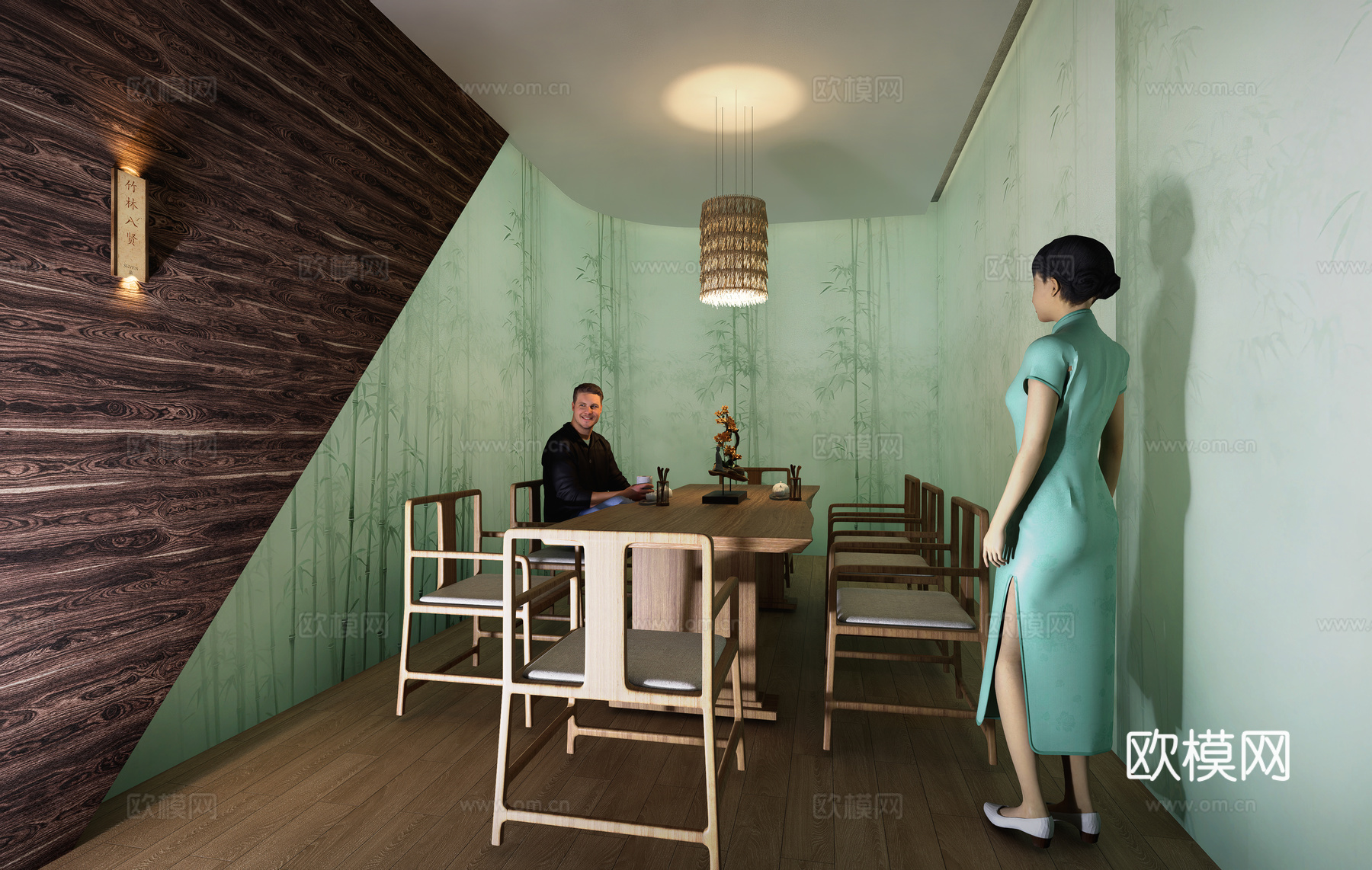 茶室雅间su模型下载（渲染图1）