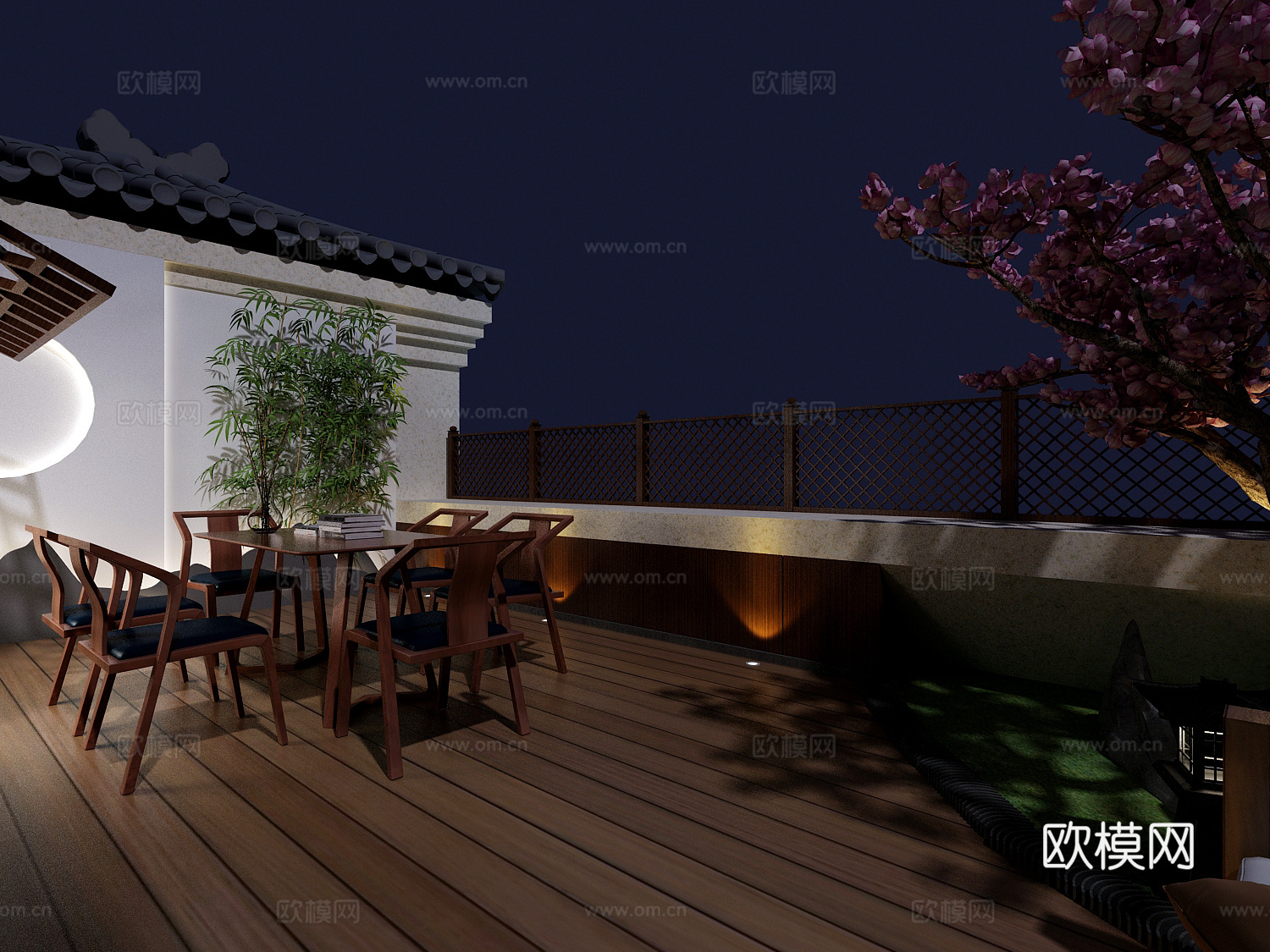 传统中式庭院 休闲桌椅组合 景观小建筑3d模型