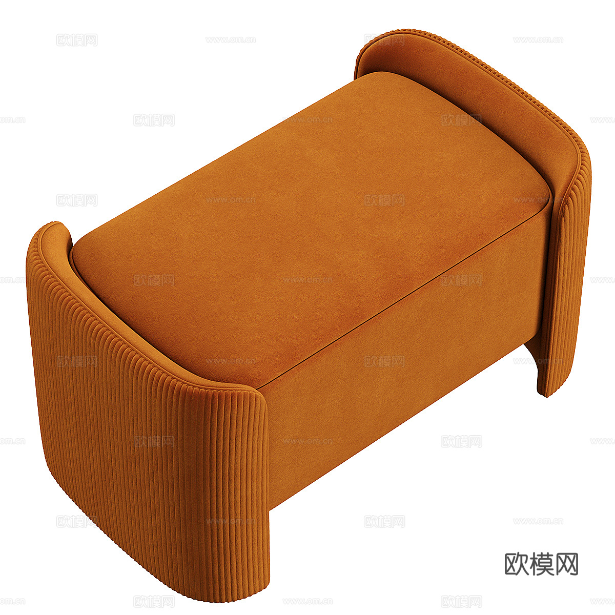 现代奶油风布艺沙发凳 脚踏3d模型