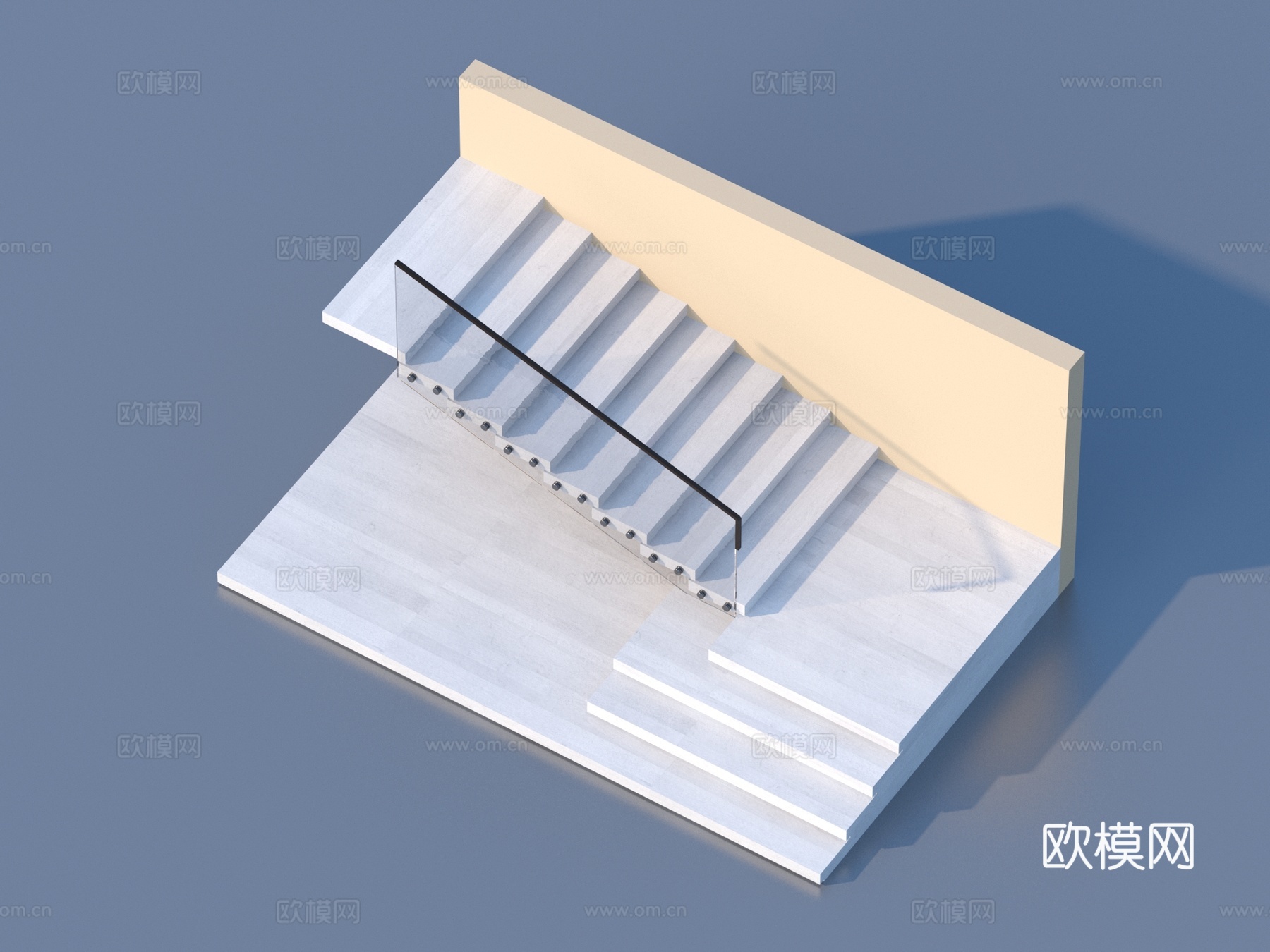 楼梯 玻璃扶手楼梯3d模型
