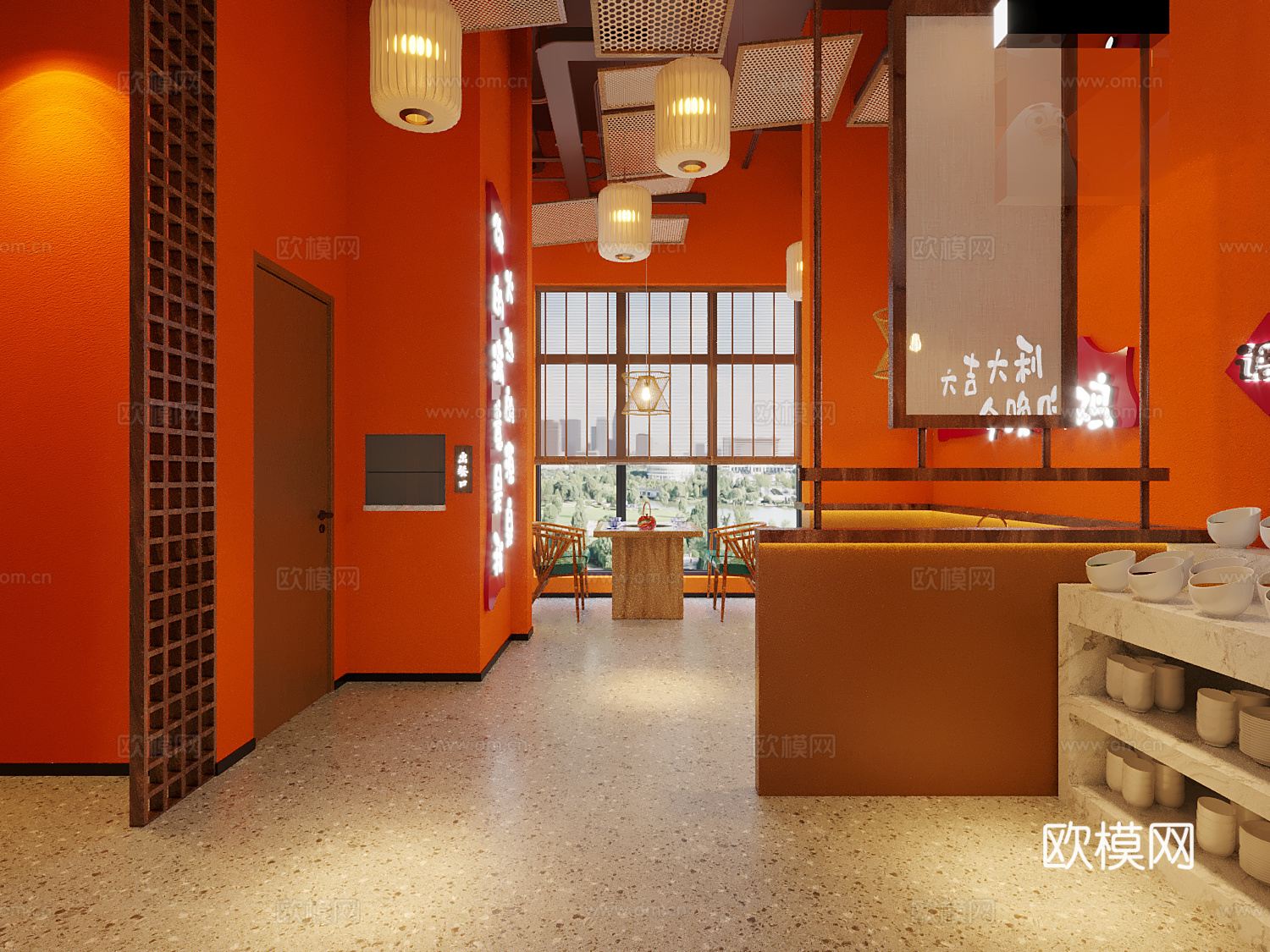 现代轻奢地锅鸡餐饮店3d模型