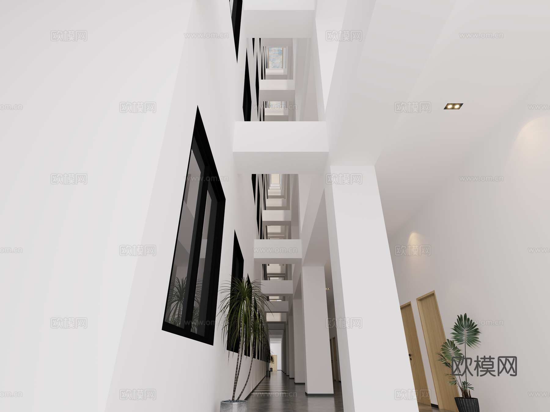 现代酒店艺术过道3d模型