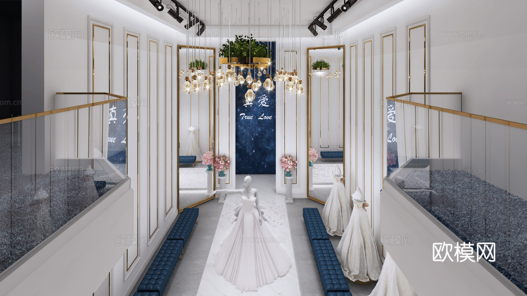 T台秀婚纱展示 植物吊顶3d模型
