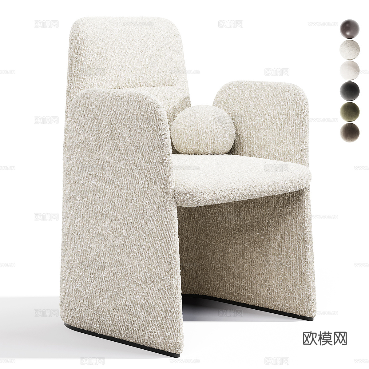 现代意式 GUEST 布艺皮革单椅3d模型