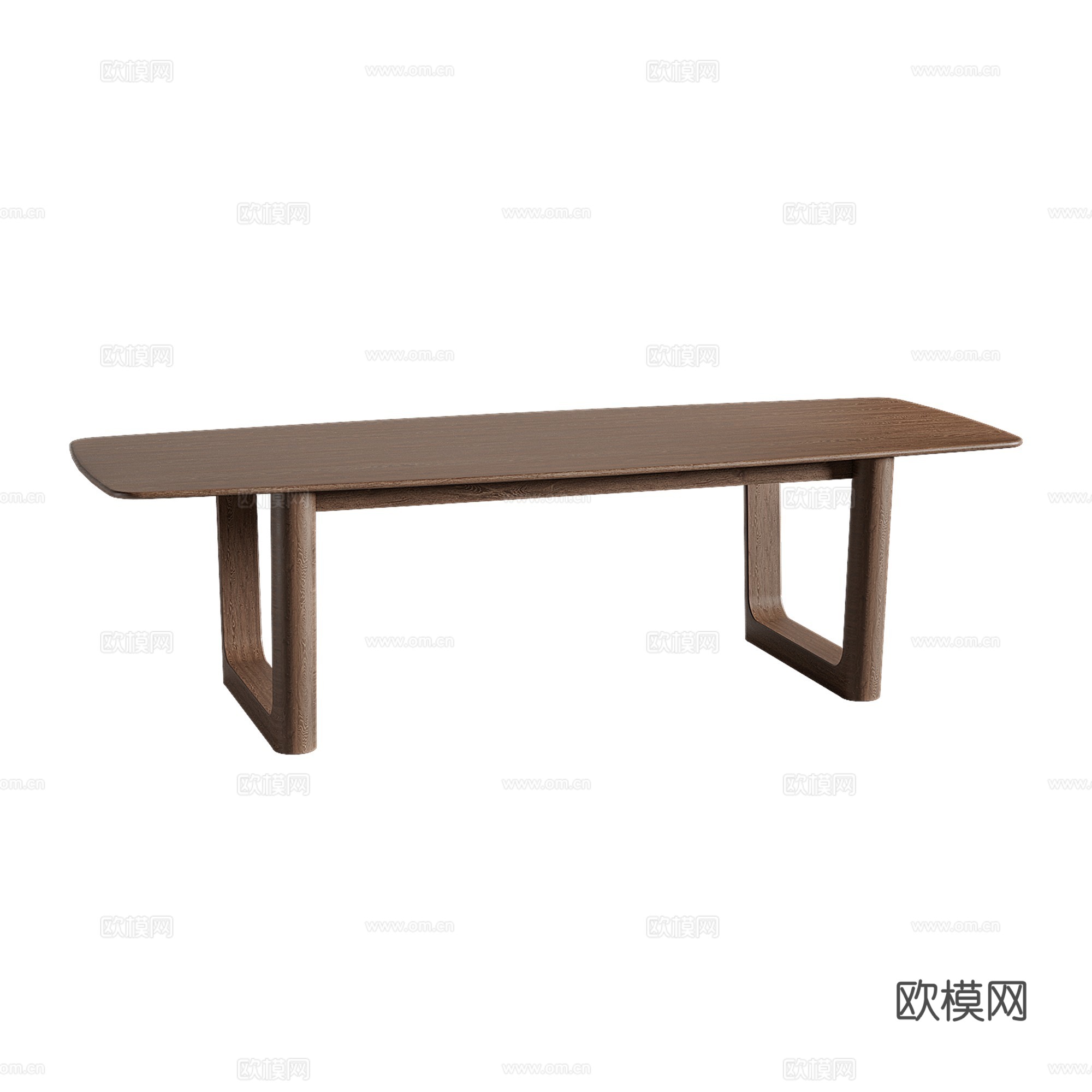 新中式实木长餐桌3d模型