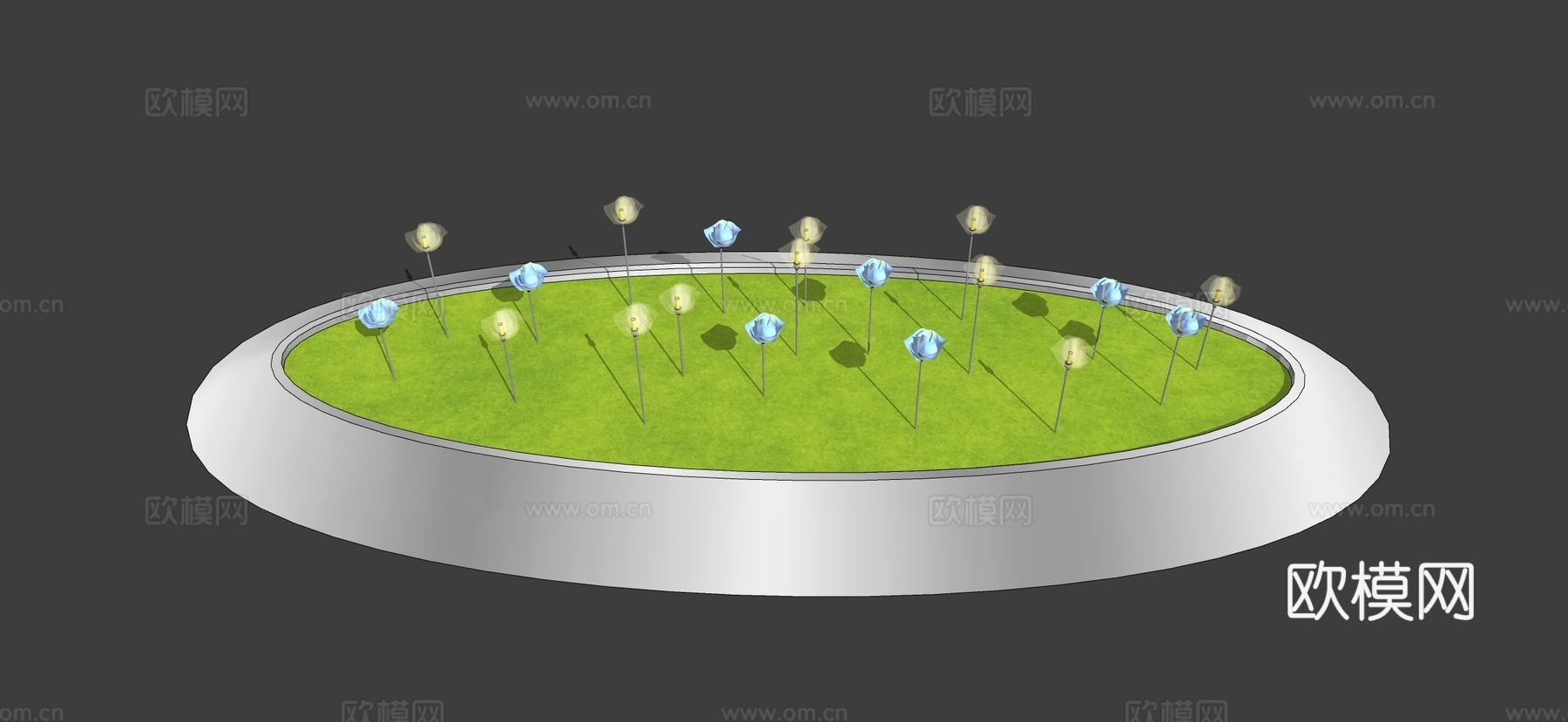 现代商业街星星灯 草坪灯 珊瑚灯 荷花灯 氛围灯su模型下载（渲染图2）