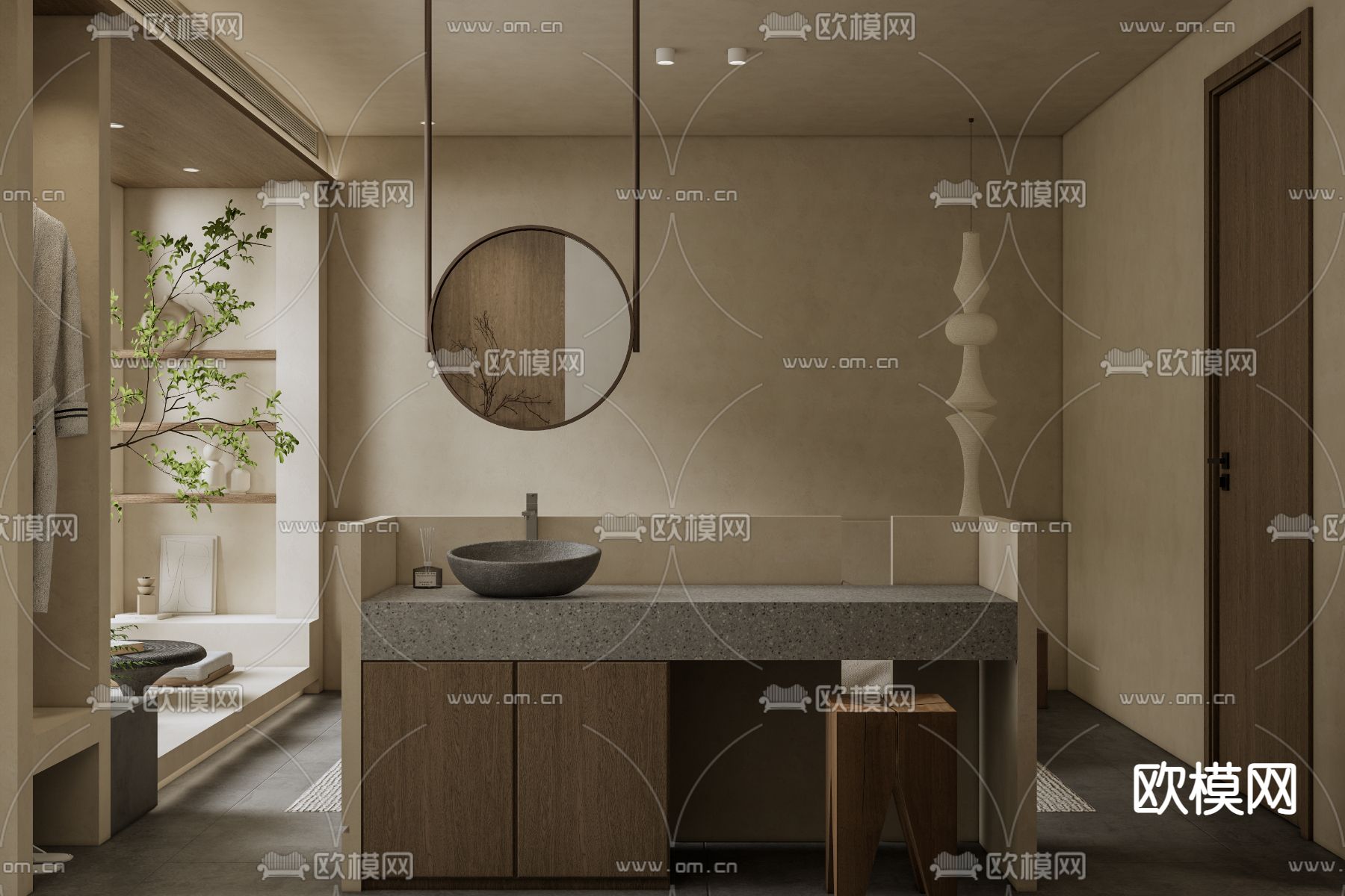 侘寂卧室su模型下载（渲染图3）