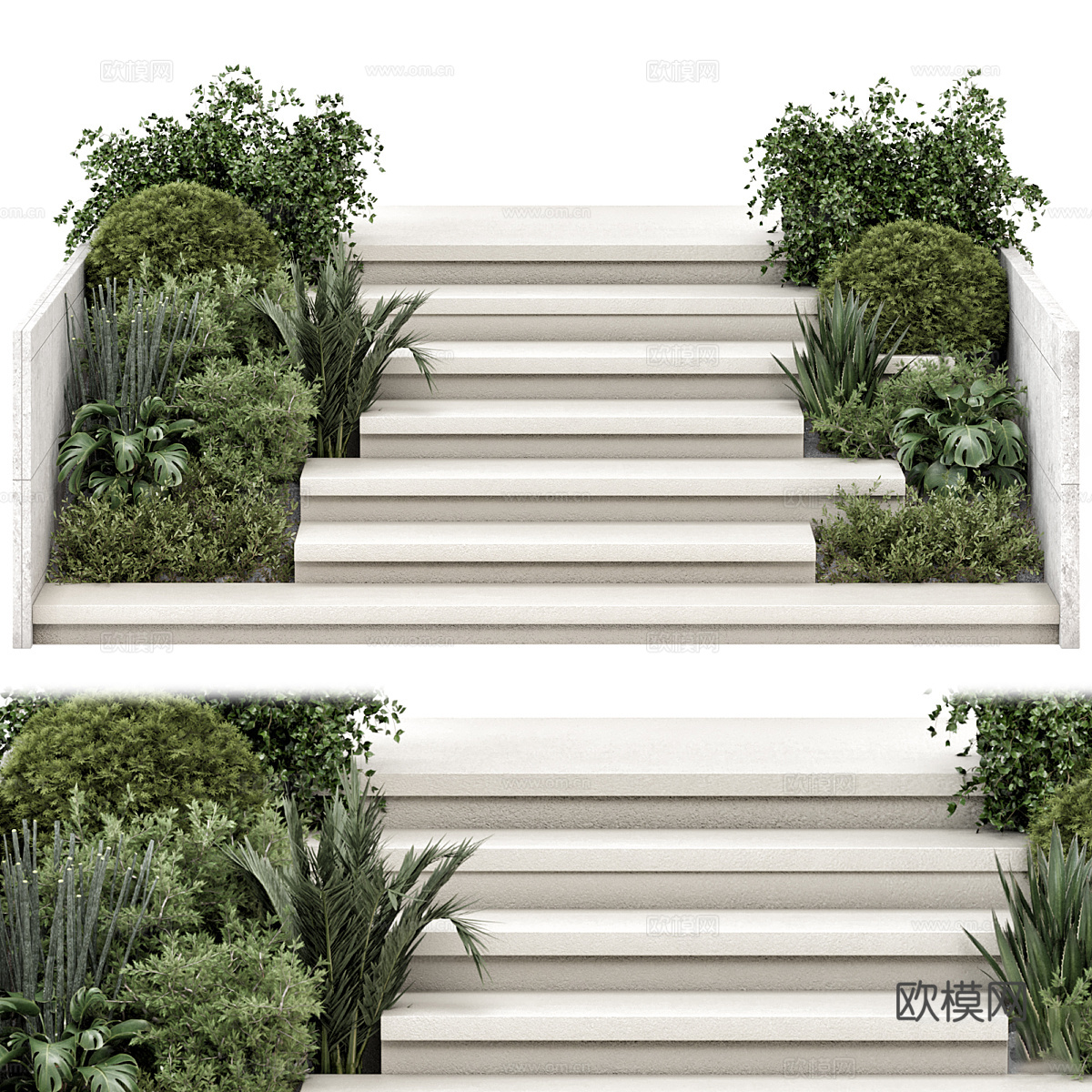 现代意式庭院台阶 景观入口3d模型