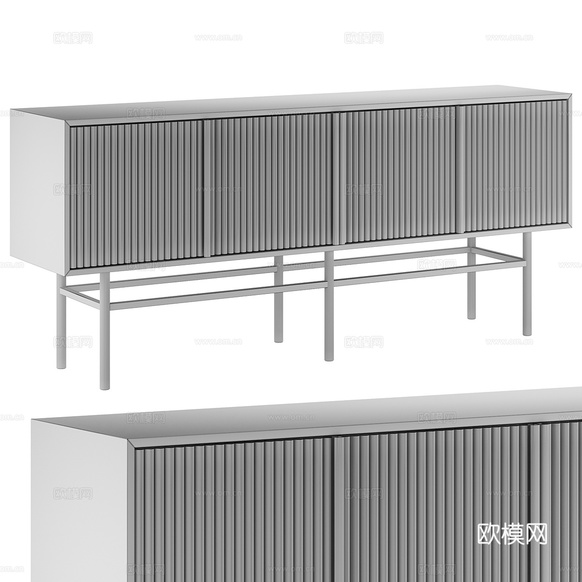 新中式 Konstantin 電視柜3d模型下載(渲染圖2)