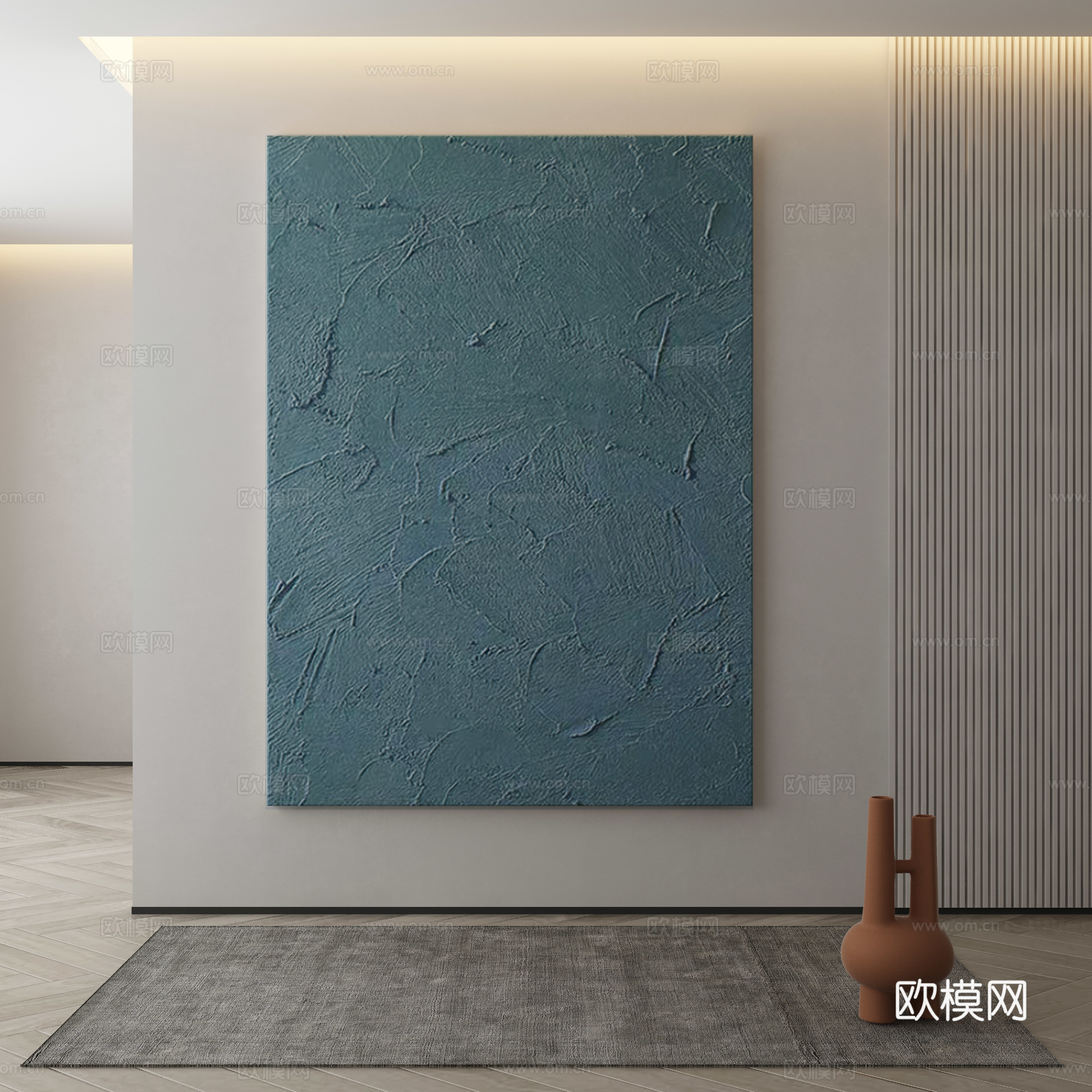 现代侘寂挂画 油画3d模型