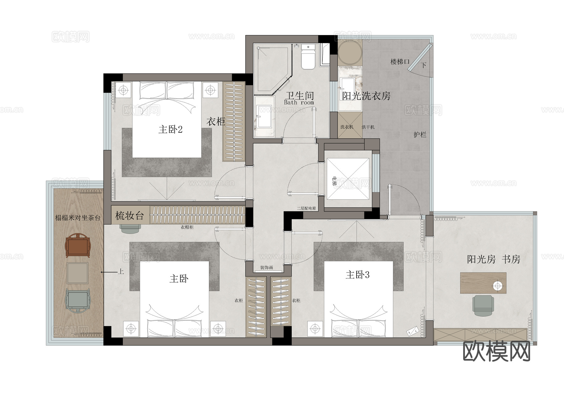 宋氏美学别墅全套施工图 平立面节点图 含PSD彩平图cad施工图