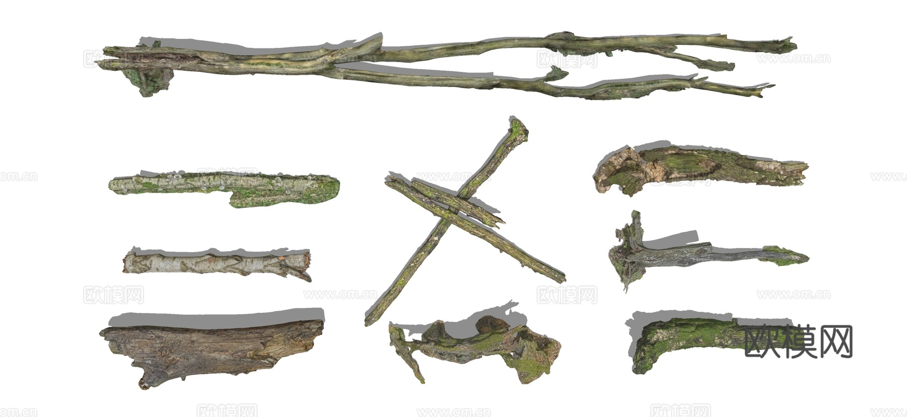 现代树干 枯木 原木 木头免费su模型下载（渲染图1）