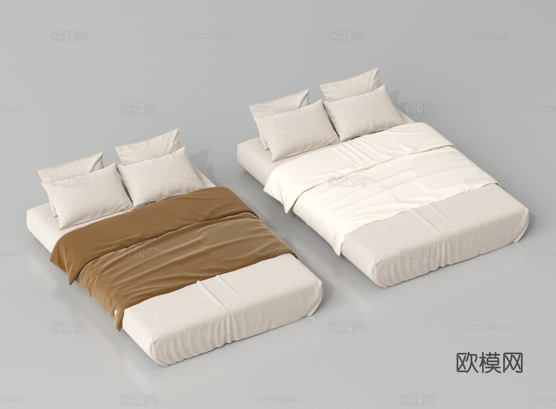 现代榻榻米床 榻榻米床垫 床具 床品3d模型