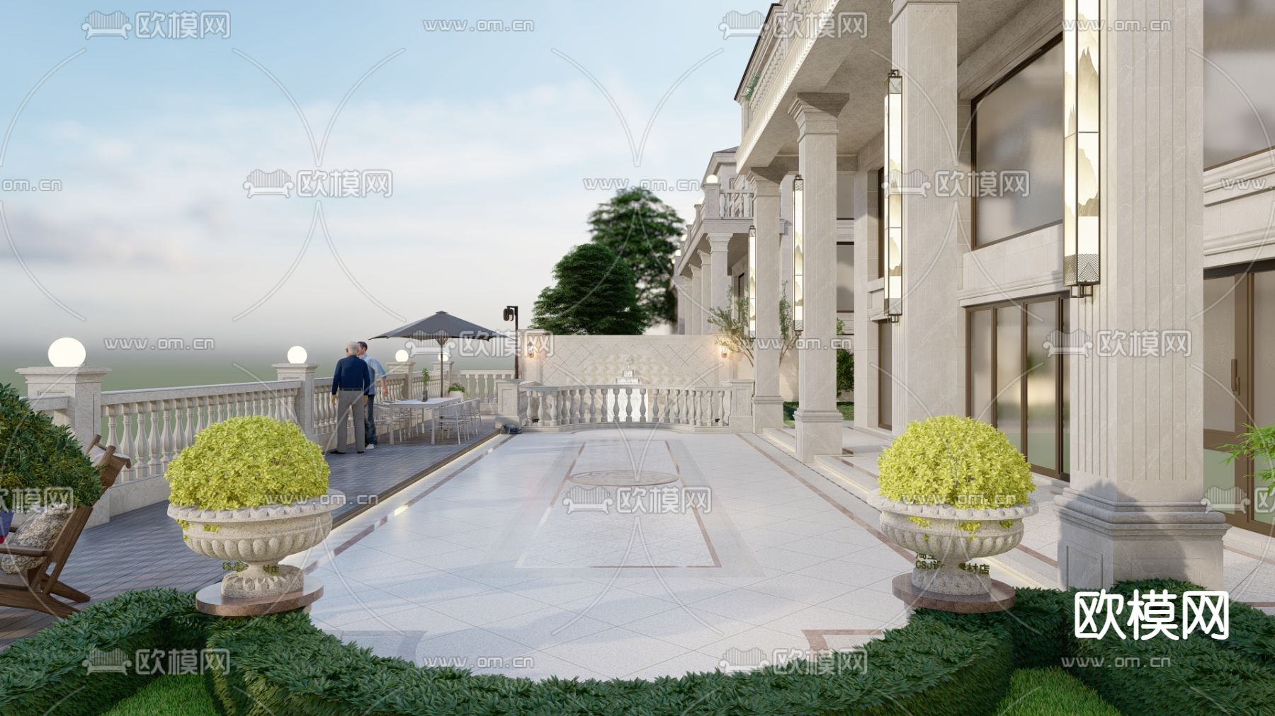 欧式别墅外观su模型下载（渲染图4）