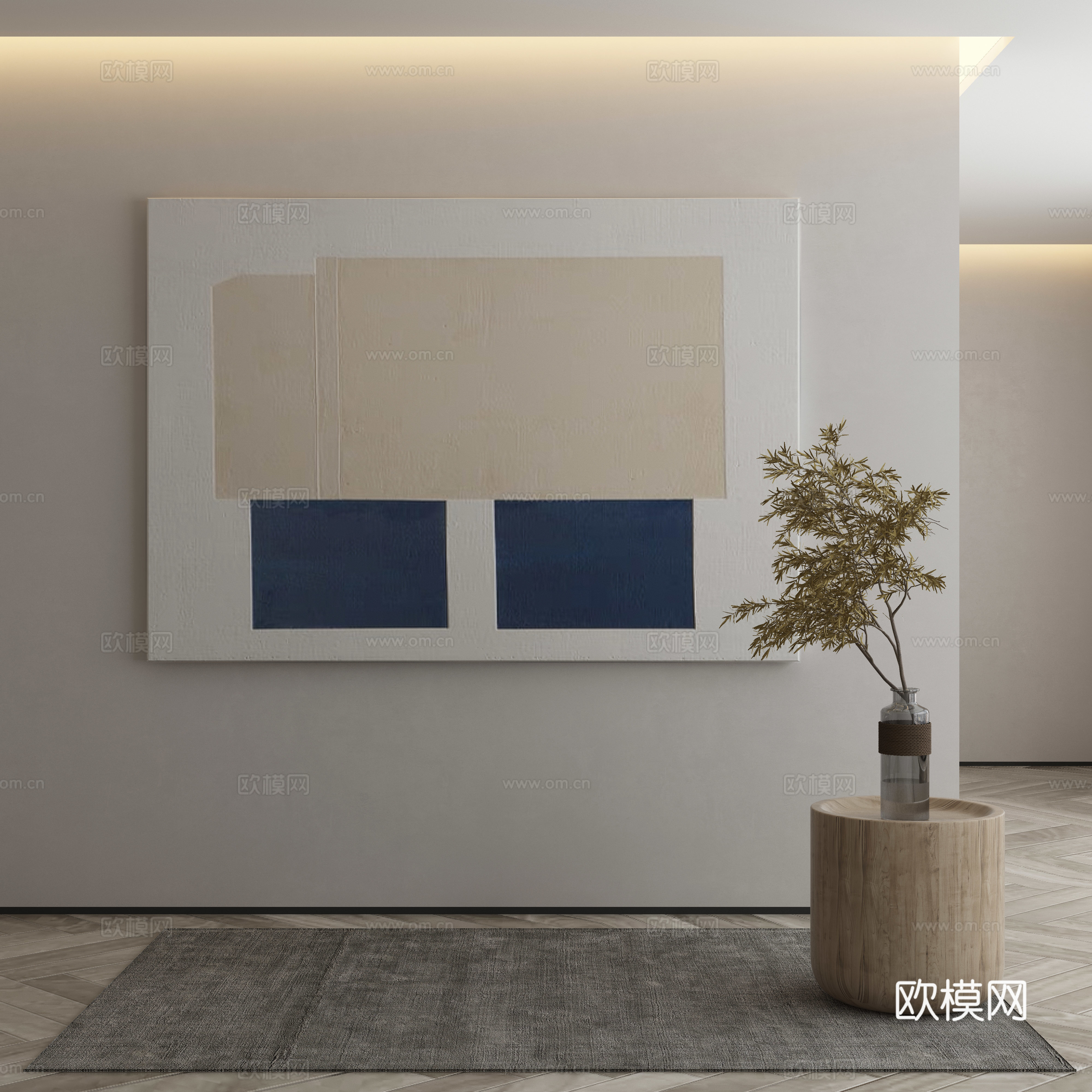 现代侘寂挂画 油画3d模型