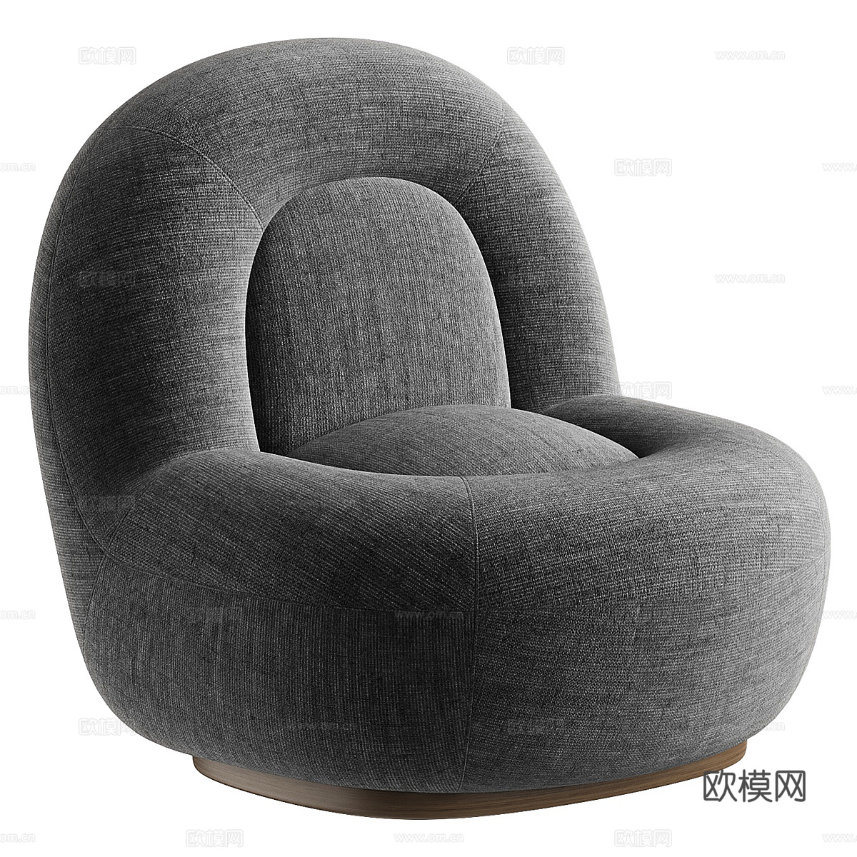 现代意式奶油风天鹅绒布艺沙发椅3d模型