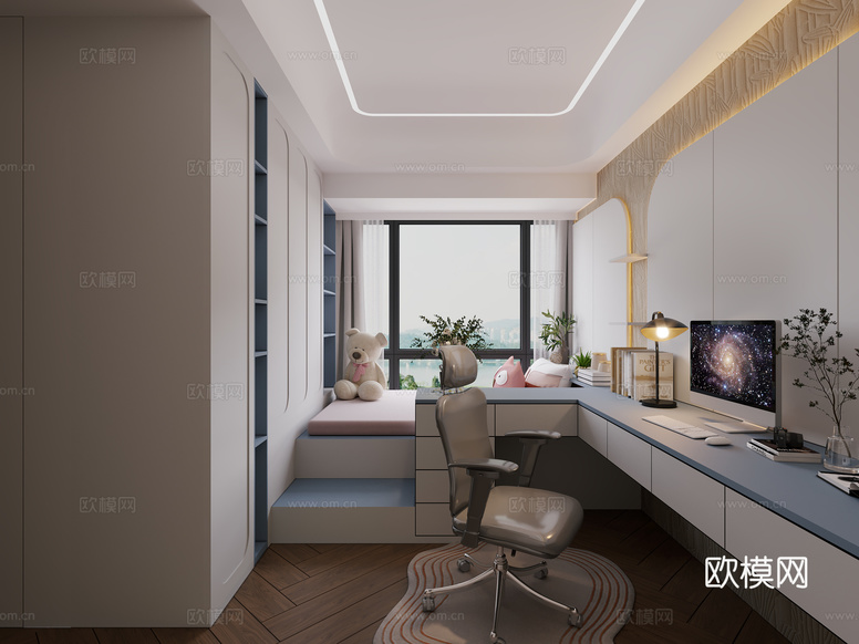 現(xiàn)代女兒房3d模型下載(渲染圖2)