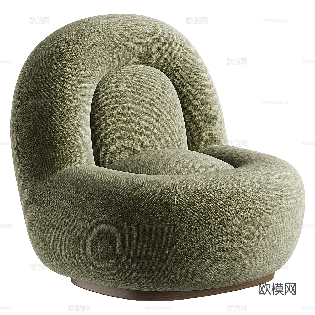 现代意式奶油风天鹅绒布艺沙发椅3d模型