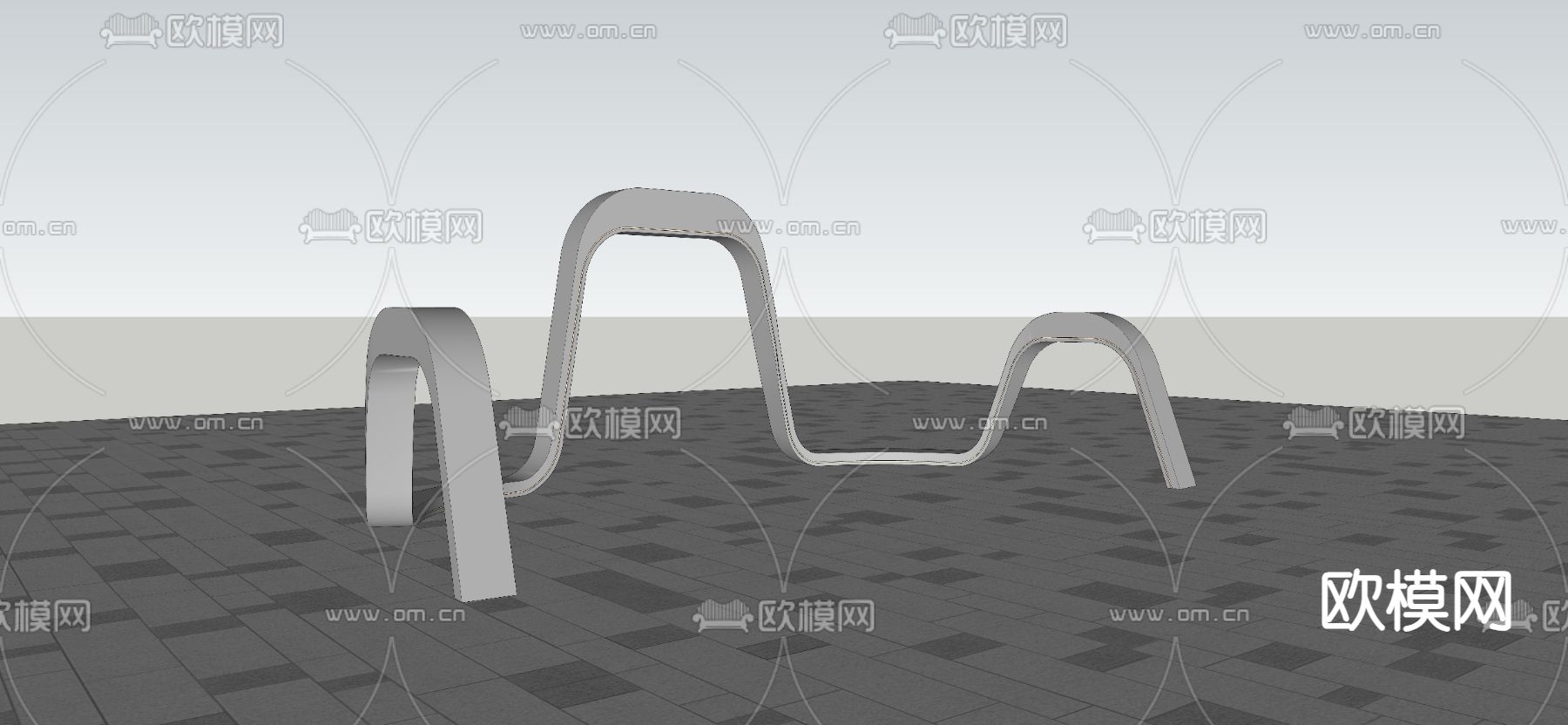 现代坐凳景观su模型下载（渲染图2）