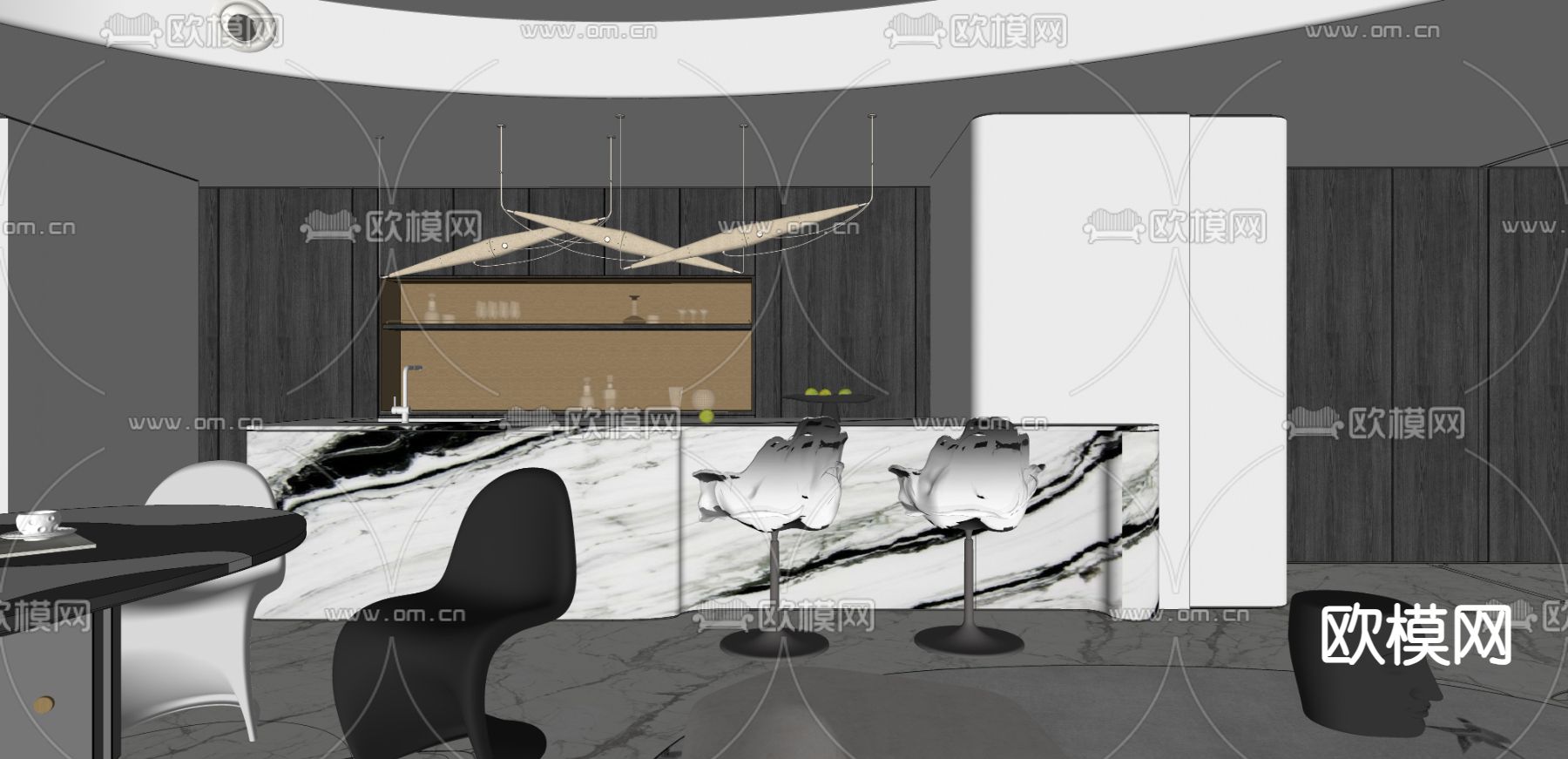 吧台 吧凳su模型下载（渲染图2）