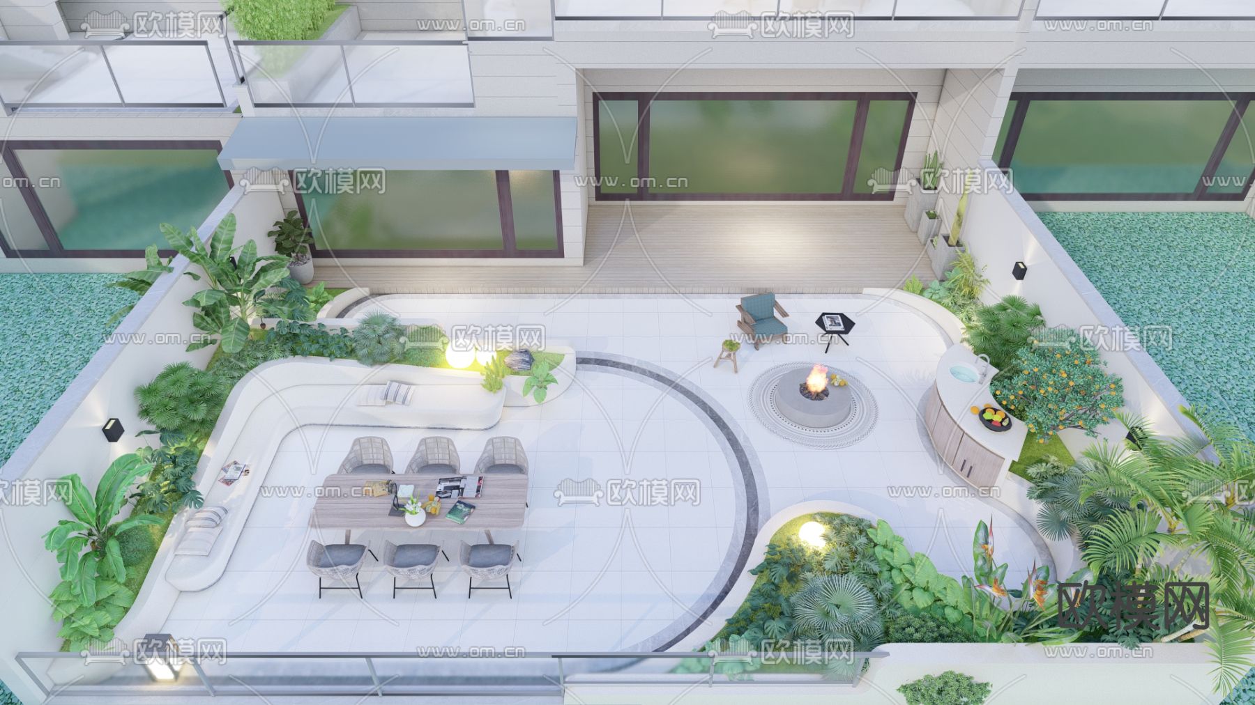 现代花园庭院su模型下载（渲染图3）