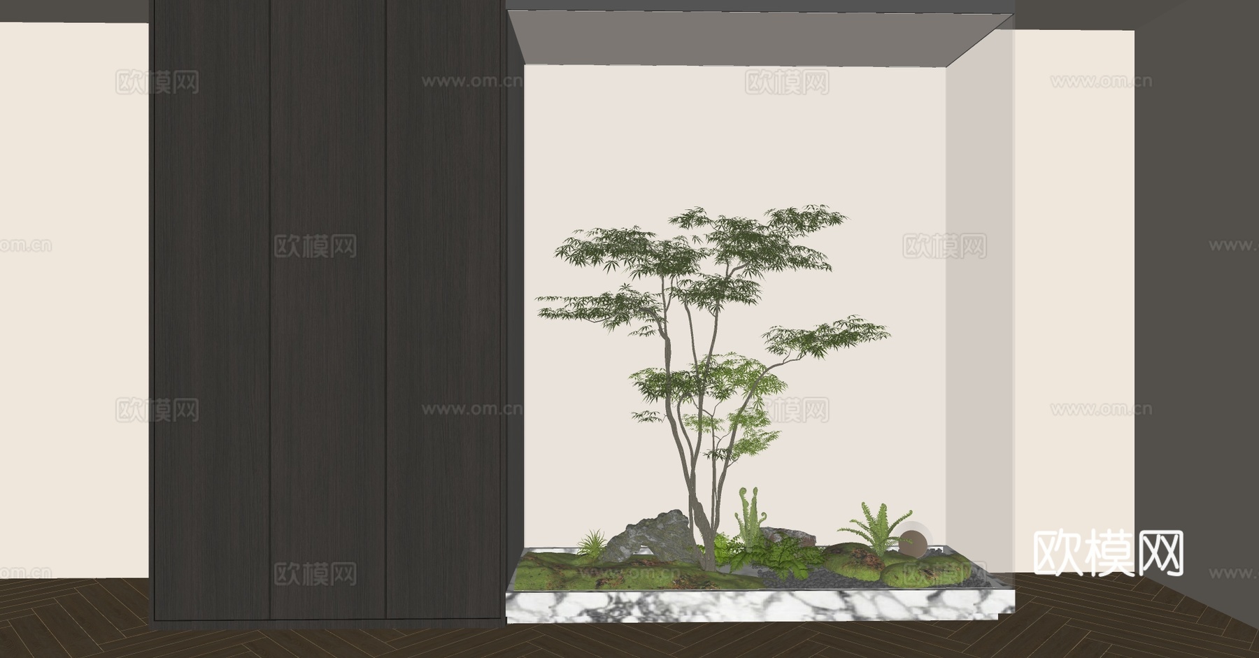 室内景观 景观小品 室内玻璃框造景 植物堆 植物组合 植物堆su模型