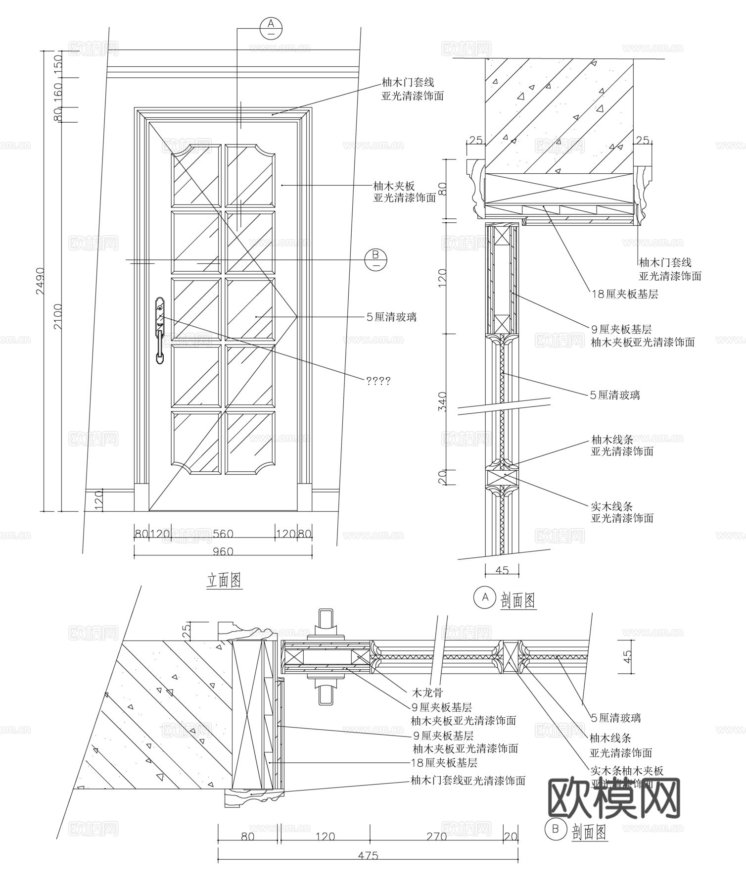 门立面门套大样cad施工图