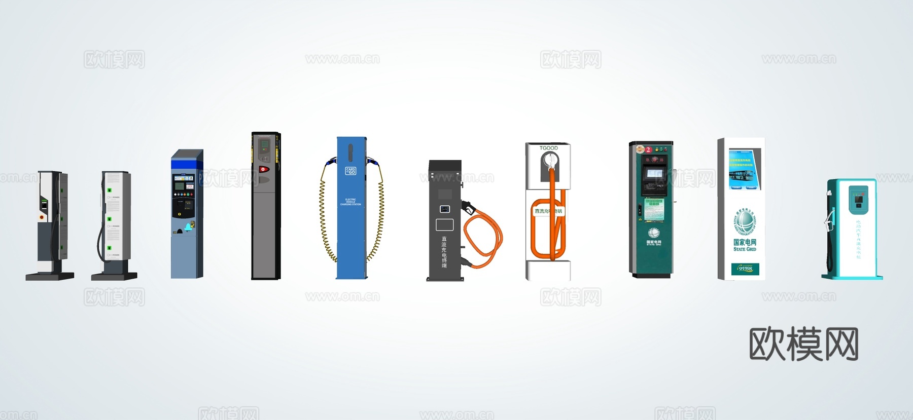 现代新能源充电桩 充电站su模型下载（渲染图2）