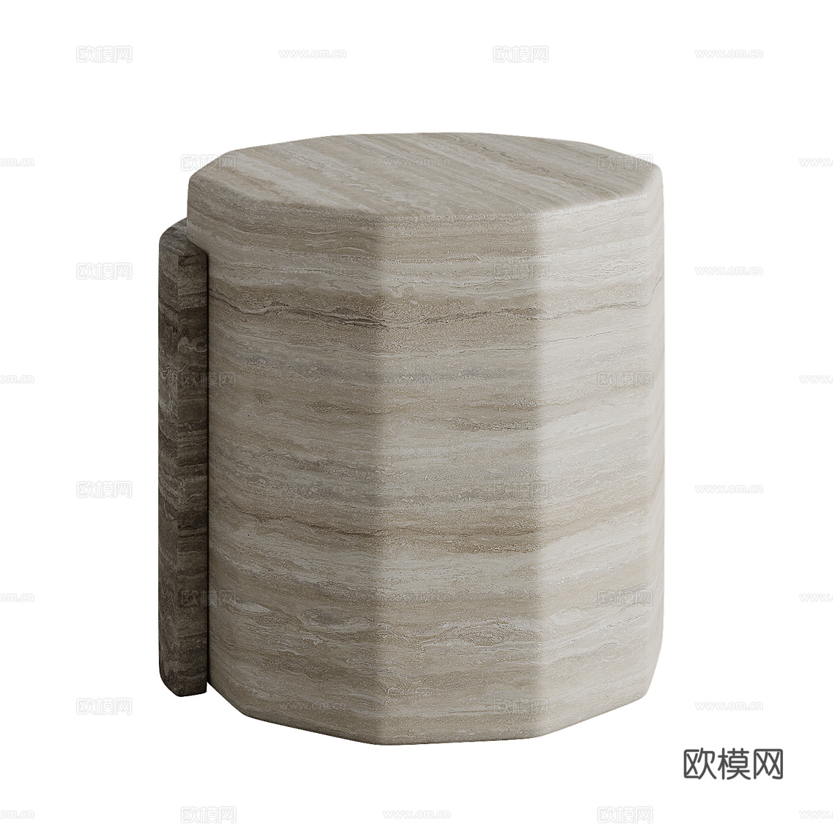 现代侘寂极简石材边几3d模型