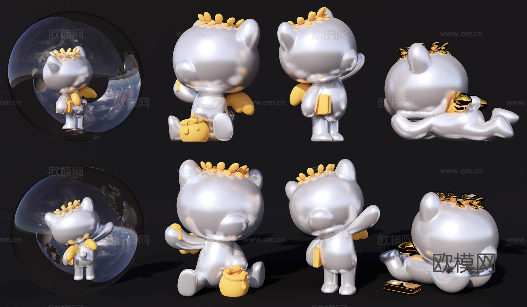 商业街小品 可爱动物雕塑 卡通动漫人物 熊ip小品su模型