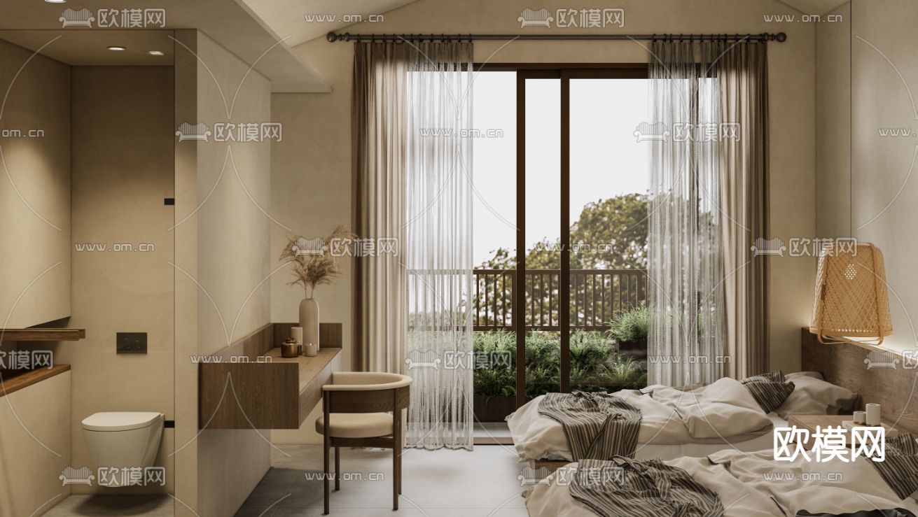 侘寂民宿su模型下载（渲染图4）