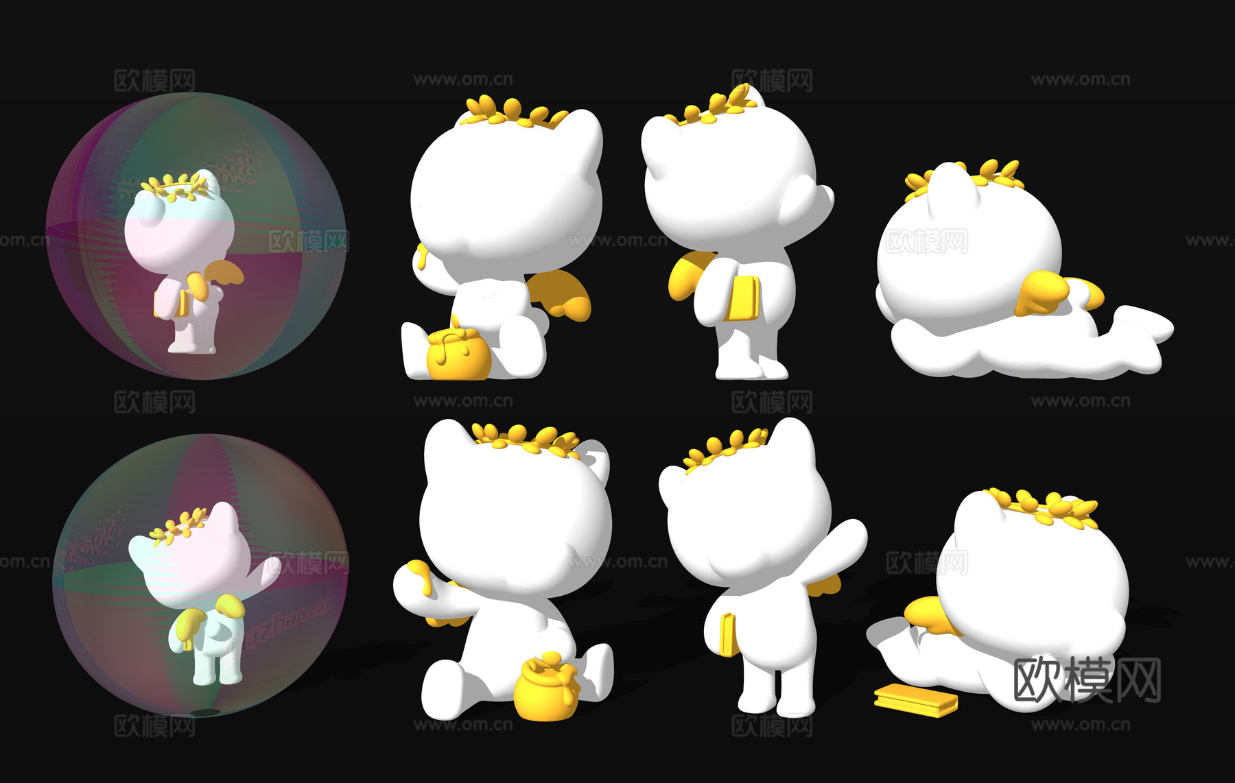 商业街小品 可爱动物雕塑 卡通动漫人物 熊ip小品su模型