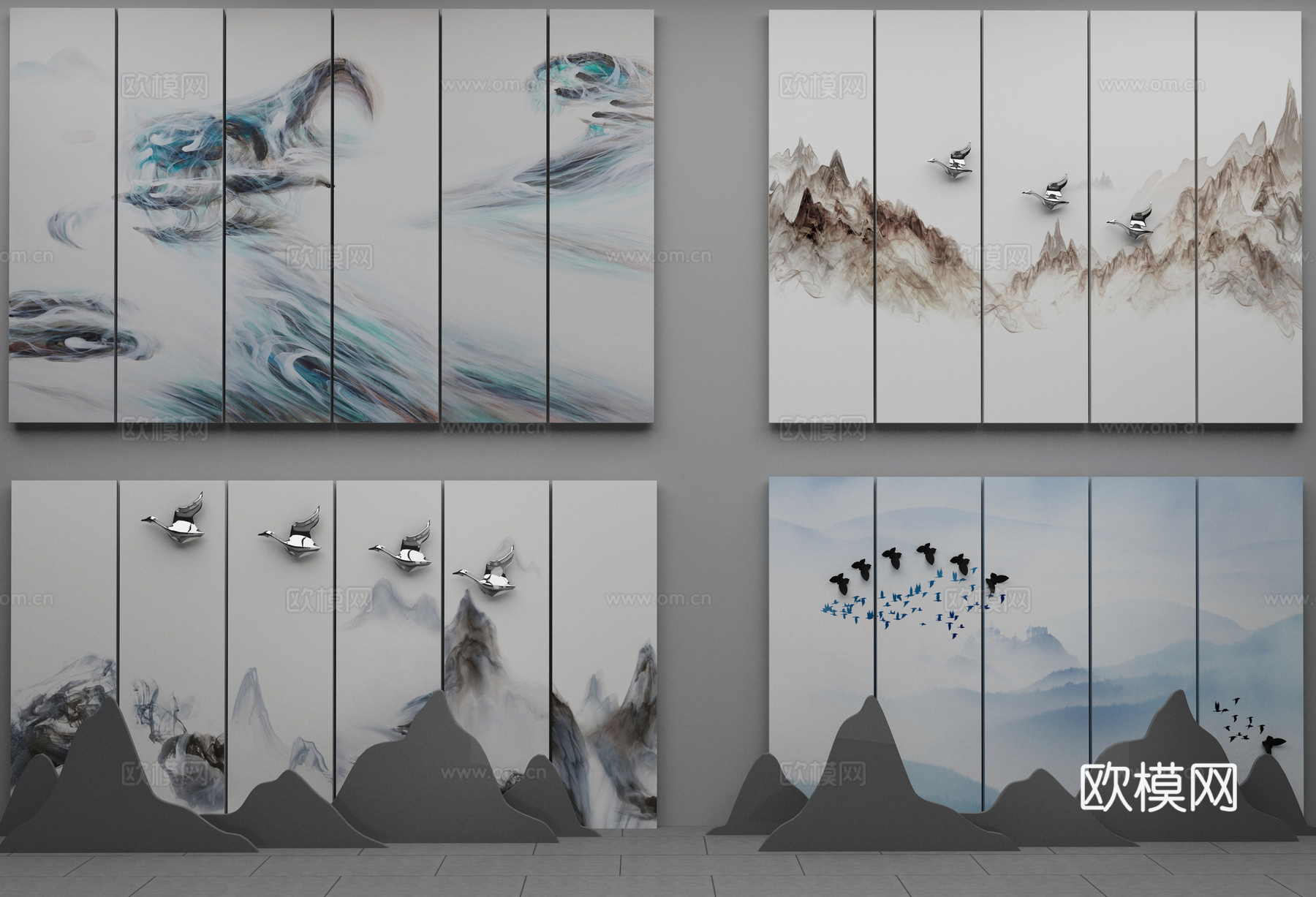新中式硬包组合3d模型