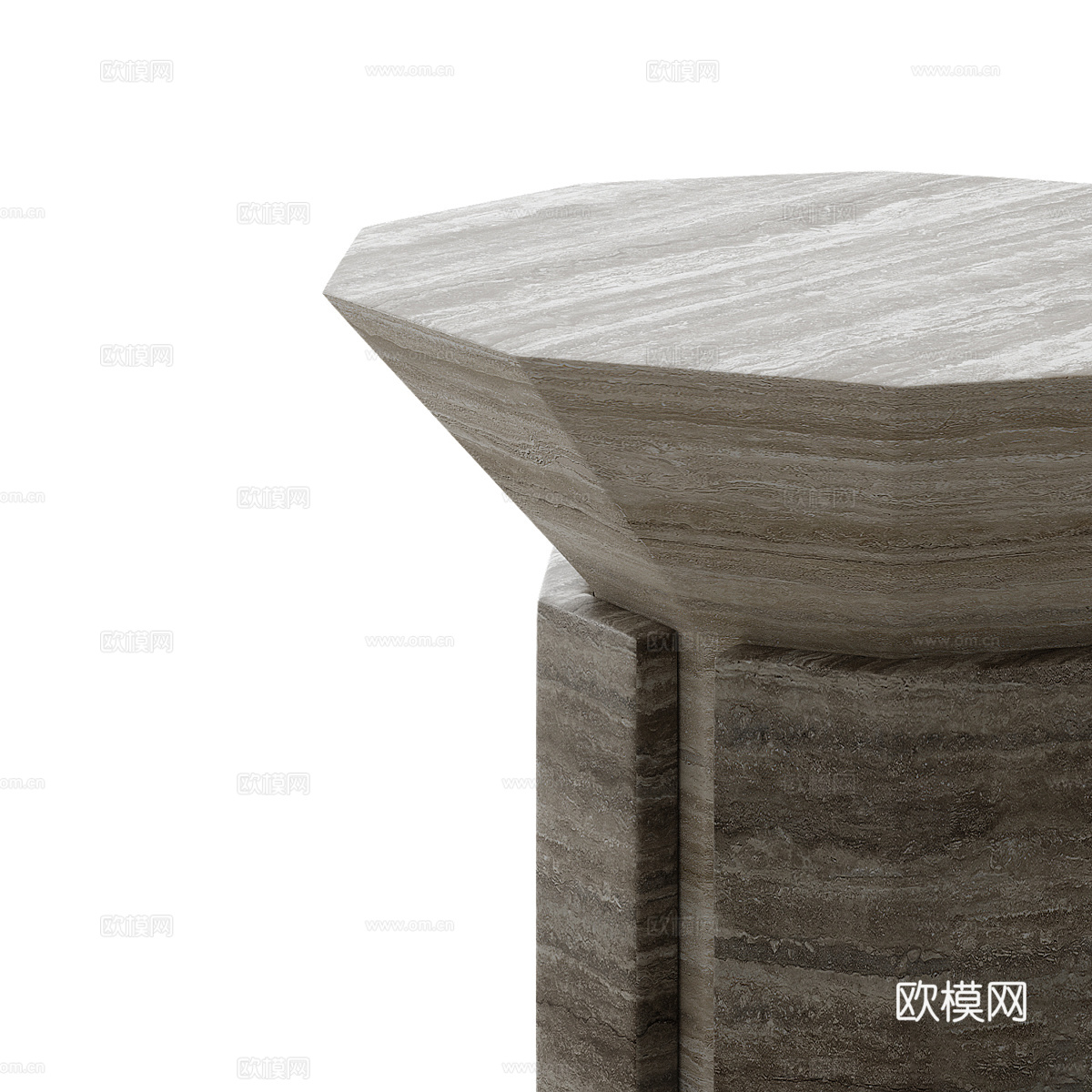 现代侘寂极简石材边几3d模型