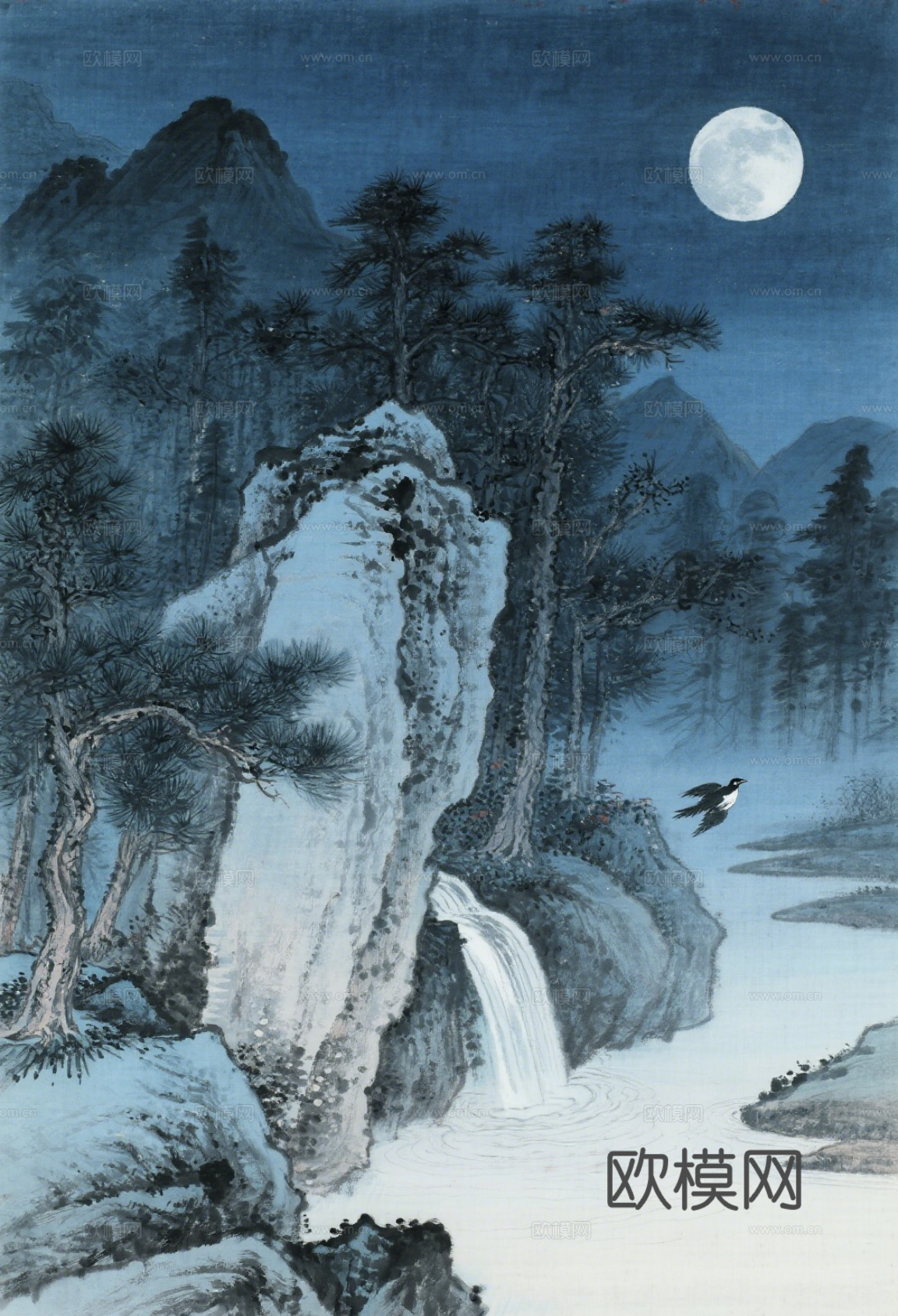 中古侘寂宋代美学山水国画 山峰云雾围绕水墨山水画