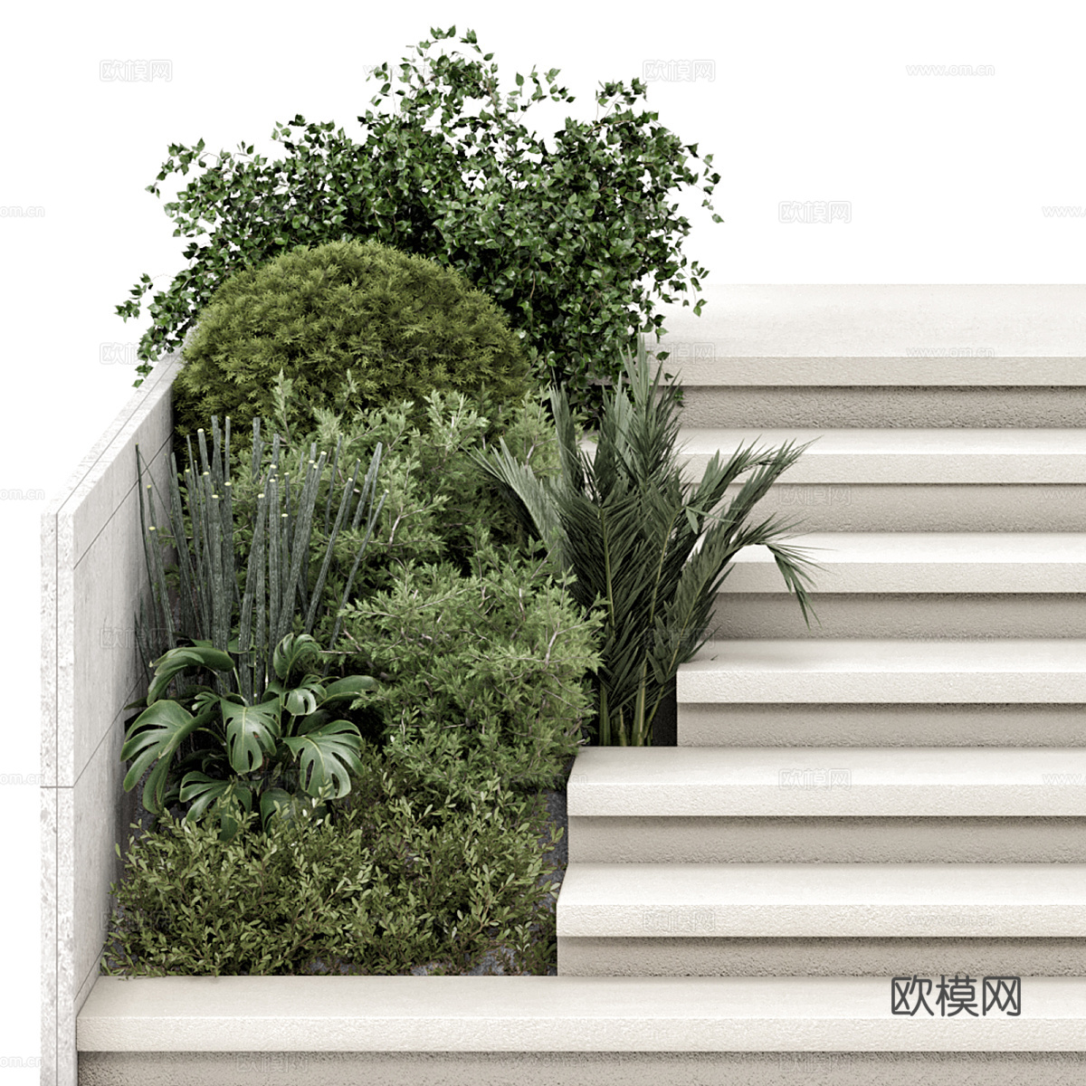 现代意式庭院台阶 景观入口3d模型
