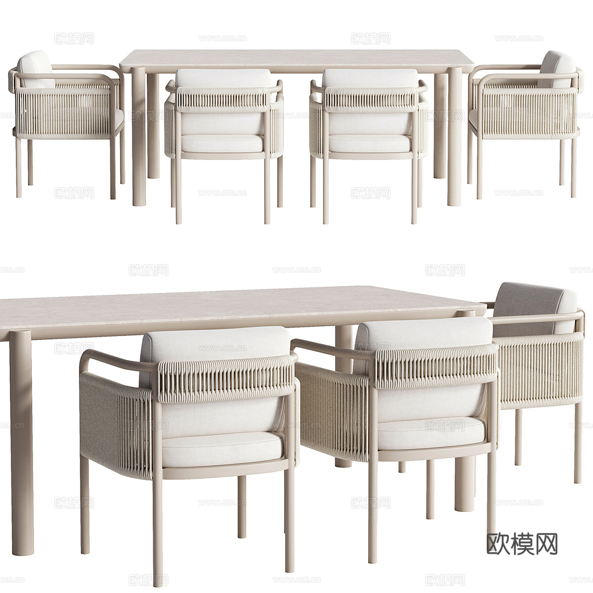 新中式户外餐桌椅3d模型