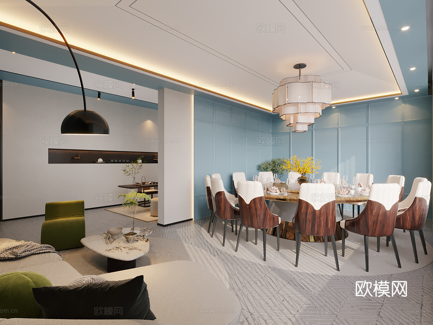 现代饭店包厢3d模型
