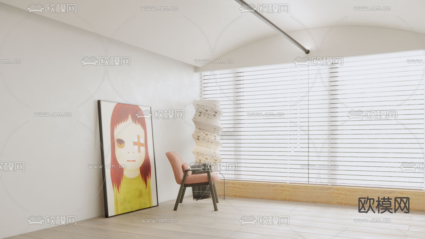 现代办公室su模型下载（渲染图2）