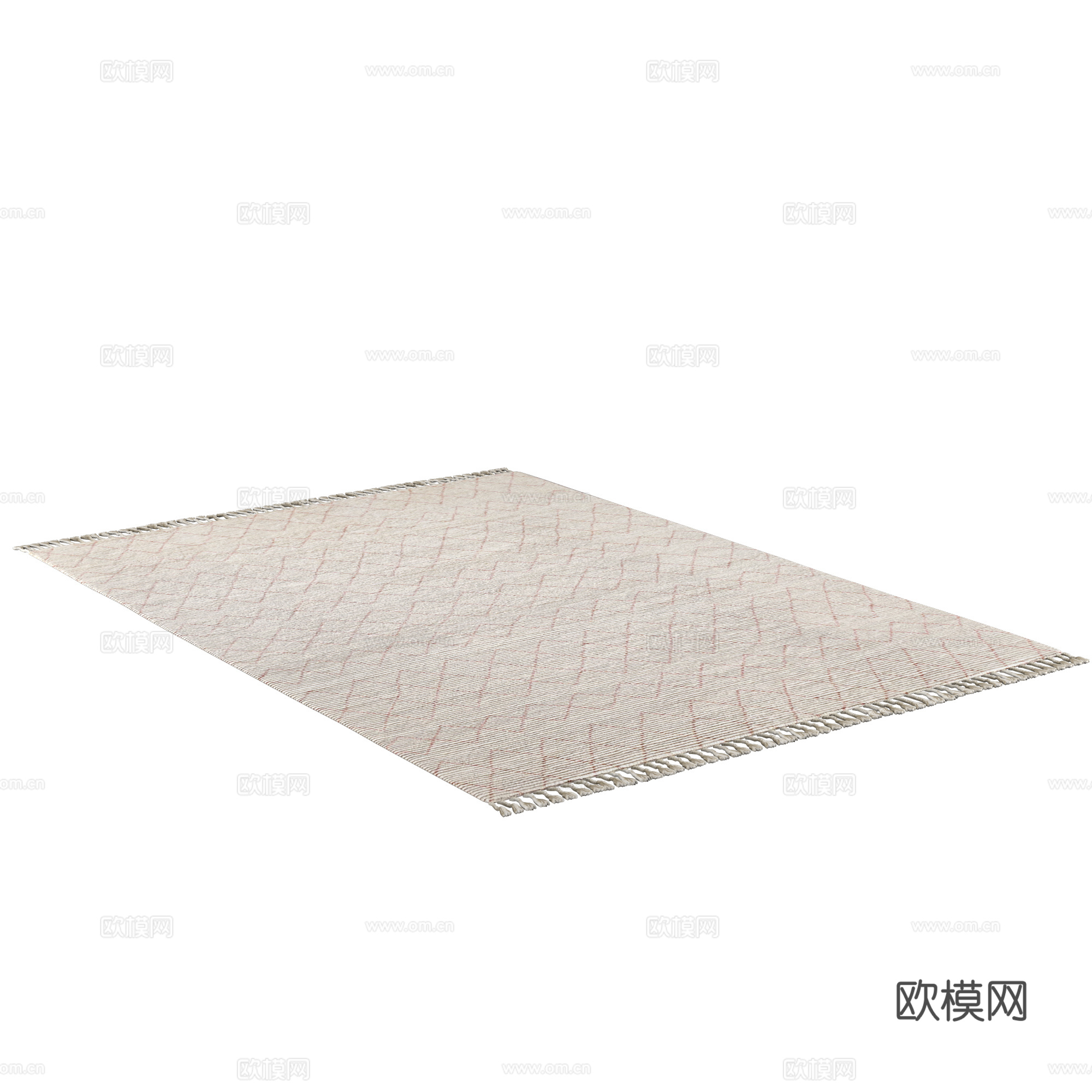 现代奶油风布艺流苏地毯3d模型