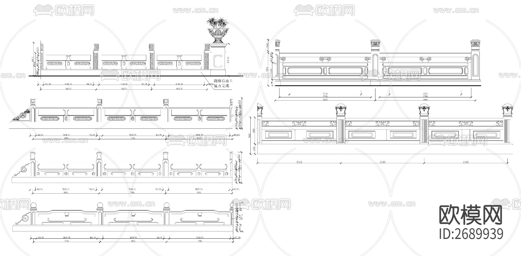 护栏cad立面图下载